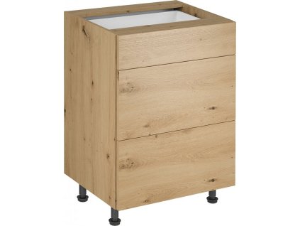 Spodní skříňka, dub artisan, LANGEN D60S3 P [0000279860]