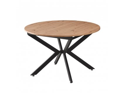Jídelní rozkládací stůl, dub artisan/černá, 120x120-160x75 cm, ABERO TYP 2
