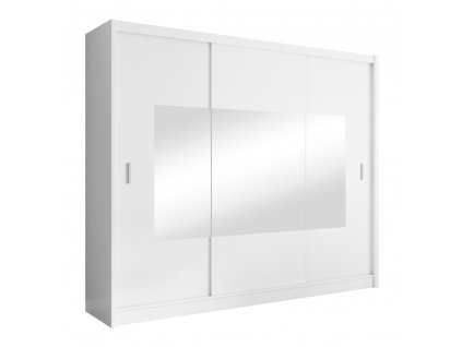 Skříň s posuvnými dveřmi, bílá, 250x215, MADRYT