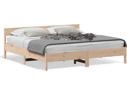 Rám postele s čelem 200 x 200 cm masivní borové dřevo [3216209]
