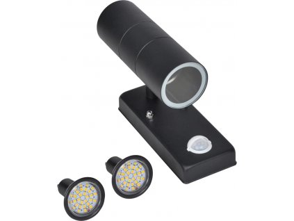 LED nástěnné svítidlo nerezová ocel tvar válce černé se senzorem [41097]
