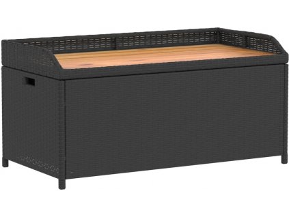 Úložná lavice černá 100 x 50 x 52 cm polyratan a akáciové dřevo [365949]