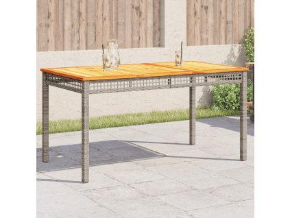 Zahradní stůl šedý 140 x 80 x 75 cm polyratan akáciové dřevo [366277]