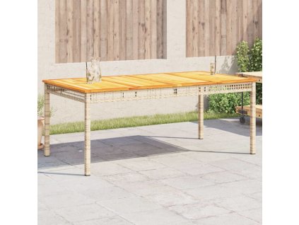 Zahradní stůl šedý 180 x 90 x 75 cm polyratan akáciové dřevo [366281]