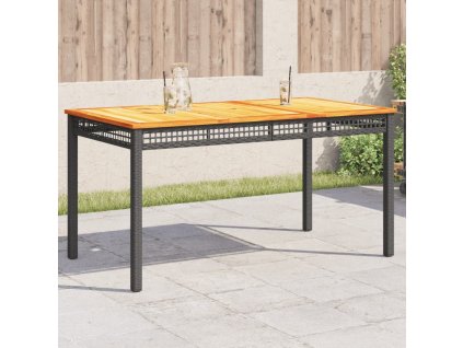 Zahradní stůl černý 140 x 80 x 75 cm polyratan akáciové dřevo [366276]