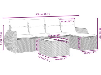 6dílná zahradní sedací souprava s poduškami polyratan [3264095]