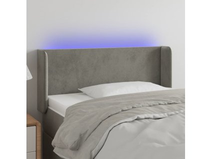 Čelo postele s LED 103 x 16 x 78/88 cm samet [3122998] (Barva Světle šedá)