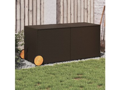 Zahradní úložný box s kolečky 283 l polyratan [365317] (Barva Hnědá)