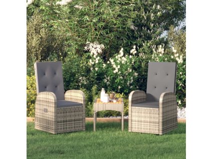 Polohovací zahradní židle s poduškami 2 ks šedé polyratan [319539]