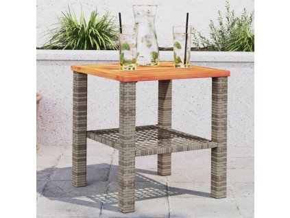 Zahradní stolek béžový 40 x 40 x 42 cm polyratan akáciové dřevo [366264]