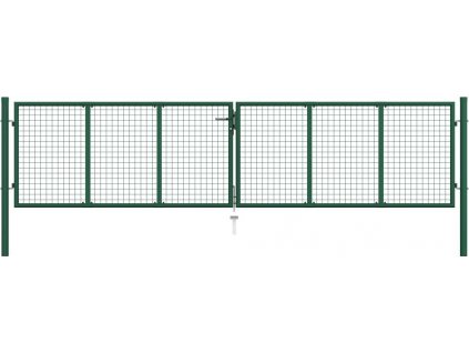 Pletivová zahradní brána ocel 400 x 75 cm zelená [145747]