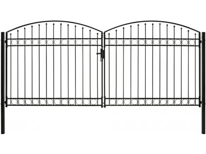 Dvoukřídlá zahradní brána s obloukem ocelová 400 x 200 cm černá [143096]