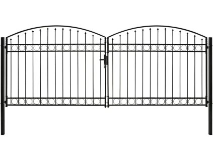 Dvoukřídlá zahradní brána s obloukem ocelová 400 x 175 cm černá [143095]