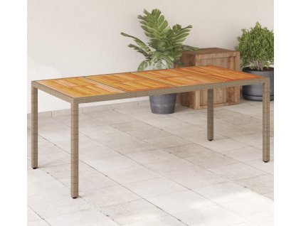 Zahradní stůl béžový 190 x 90 x 75 cm polyratan akáciové dřevo [368130]