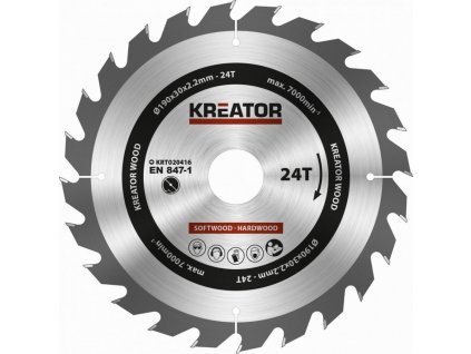 Pilový kotouč Kreator KRT020416 na dřevo 190mm, 24T [63605100]