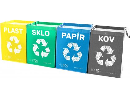 Sada Sixtol Tašky na tříděný odpad Sort Easy 4 Metal, 30 x 30 x 40 cm, 4 x 36 l, 4 ks [7025554]