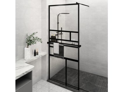 Zástěna do průchozí sprchy s policí 100 x 195 cm ESG/hliník [3185473]
