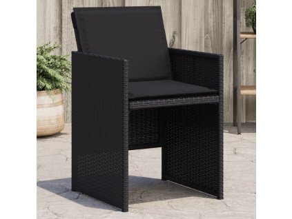 Zahradní židle s poduškami 4 ks černé polyratan [4007436]