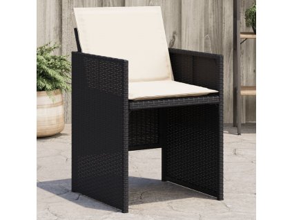 Zahradní židle s poduškami 4 ks černé polyratan [4007435]