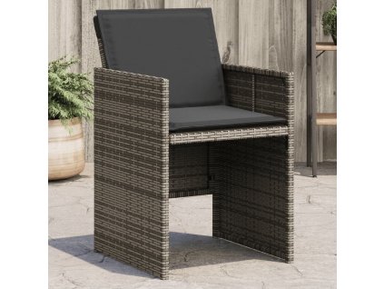 Zahradní židle s poduškami 4 ks polyratan šedé [4007437]