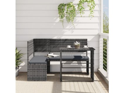 Zahradní pohovka ve tvaru L stolek a podušky polyratan [362348]