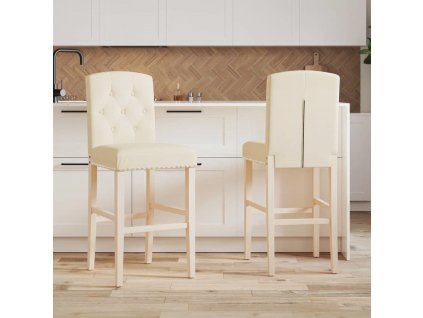 Barové židle 2 ks masivní kaučukové dřevo a textil [4006205]