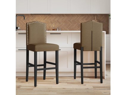 Barové židle 2 ks masivní kaučukové dřevo a textil [4006213]