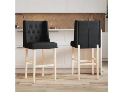 Barové židle 2 ks masivní kaučukové dřevo a textil [4006226]