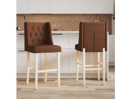 Barové židle 2 ks masivní kaučukové dřevo a textil [4006224]