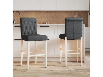 Barové židle 2 ks masivní kaučukové dřevo a textil [4006215]