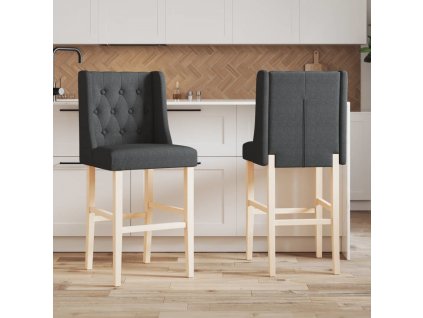 Barové židle 2 ks masivní kaučukové dřevo a textil [4006222]