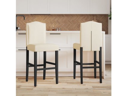 Barové židle 2 ks masivní kaučukové dřevo a textil [4006209]