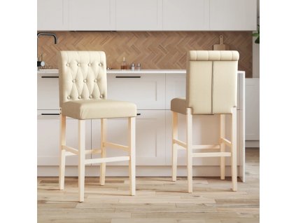 Barové židle 2 ks masivní kaučukové dřevo a textil [4006216]