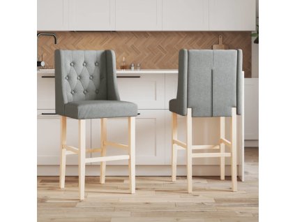 Barové židle 2 ks masivní kaučukové dřevo a textil [4006221]