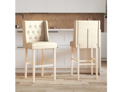 Barové židle 2 ks masivní kaučukové dřevo a textil [4006223]