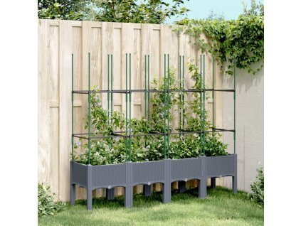 Zahradní truhlík s treláží šedý 160 x 40 x 142,5 cm PP [367961]