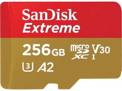 Paměťová karta Sandisk Extreme microSDXC 256GB 190MB/s / 130MB/s  A2 C10 V30 UHS-I U3, adapter [59878358]