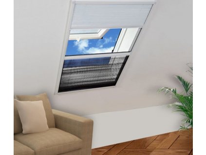Plisovaná okenní síť proti hmyzu se zástěnou hliník 80 x 120 cm [142617]