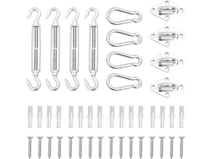 12dílná sada příslušenství pro stínící plachtu nerezová ocel [310245]