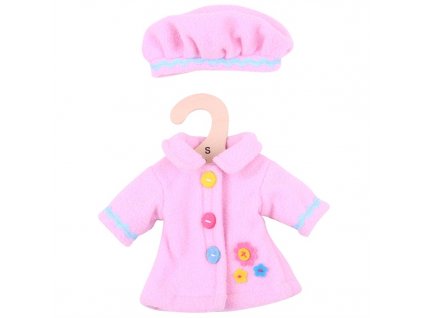 Hračka Bigjigs Toys Růžový kabátek s čepičkou pro panenku 28 cm [6953704]