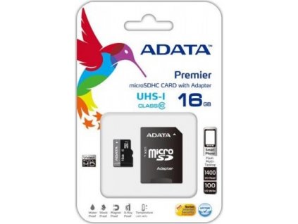 Paměťová karta Adata MicroSDHC Premier 16GB Class10 UHS-I + adaptér [2801036]