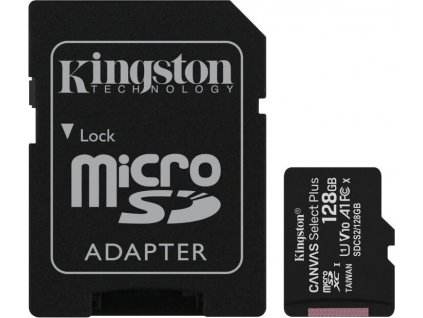 Paměťová karta Kingston Canvas Select Plus  A1 128GB microSDXC, Class 10, 100R/85W s adaptérem [28464018]