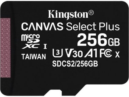 Paměťová karta Kingston Canvas Select Plus  A1 256GB microSDXC, Class 10, 100R/85W bez adaptéru [28464021]