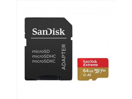 Paměťová karta Sandisk Extreme microSDXC 64GB 170MB/s / 80MB/s A2 C10 V30 UHS-I U3, adapter [28454531]