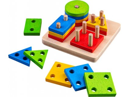 Hračka Bigjigs Toys Baby Nasazování barevných tvarů na tyče  [6002929]