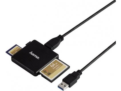 Čtečka karet Hama Multi USB 3.0, SD/microSD/CF černá [2815007]