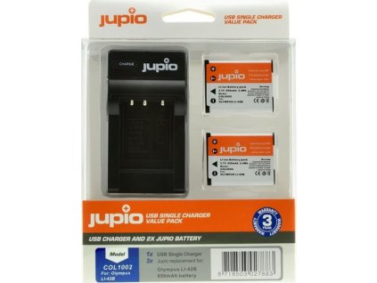 Set Jupio 2x Li-40B (Li-42B/NP45/D-Li63/EN-EL10 ) 650 mAh + USB nabíječka [54983581]