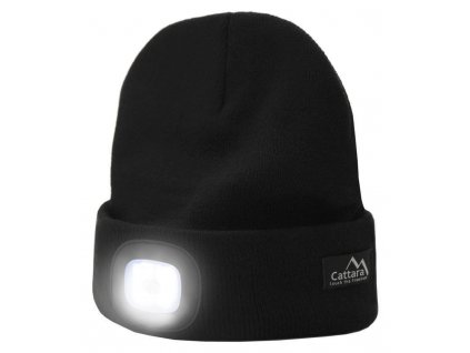 LED čelovka Cattara čepice BLACK s LED svítilnou USB nabíjení [63603383]