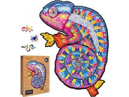 Puzzle Puzzler dřevěné, barevné - Hypnotický chameleon [6950292]