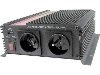 Napěťový měnič Carspa CAR1KU-24 24V/230V+USB 1000W, modifikovaná sinus  [52901254]